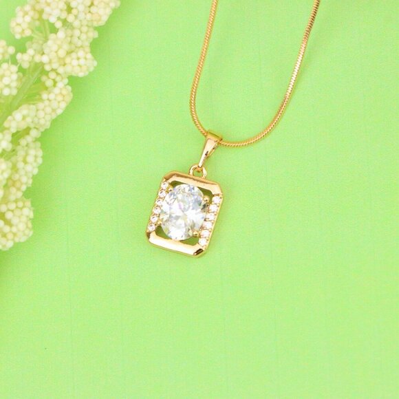 "Elegant Rose Gold Pendant with Oval CZ Center and Accent Stones, XPPT1443 - Picture 11 of 13